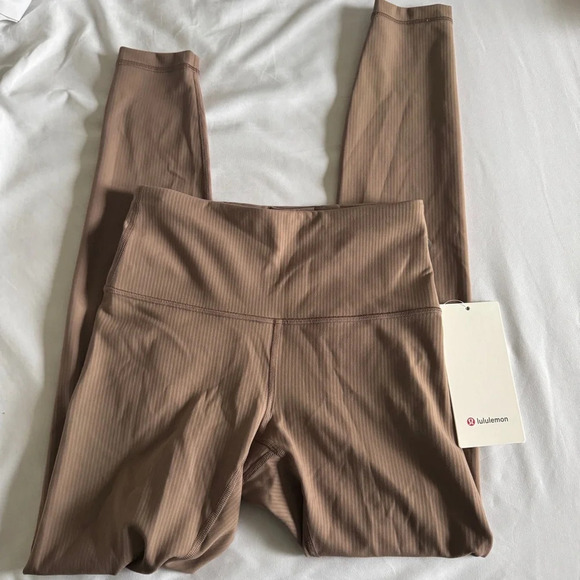 🆕🤎 Lululemon Wunder Train High Rise Ribbed Tight 28” - Taupetastic - Picture 5 of 9
